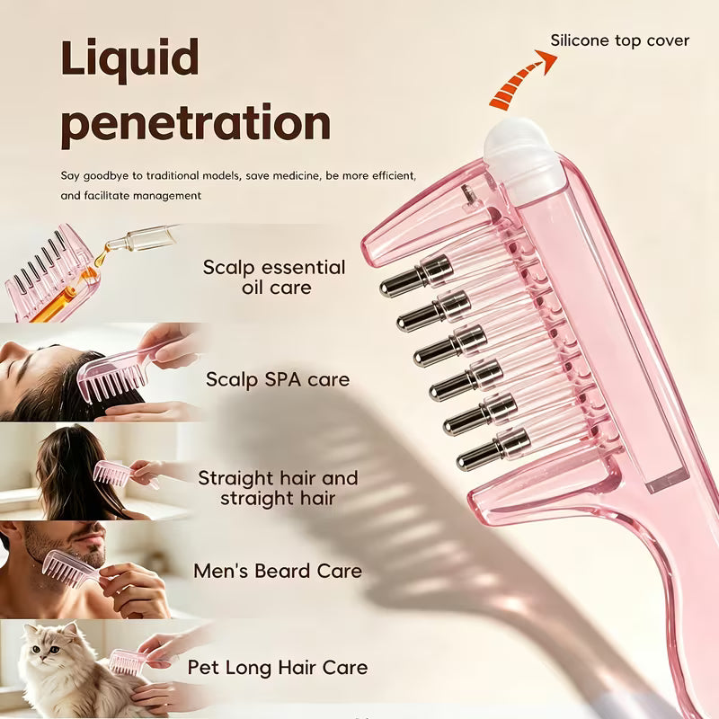 2-in-1 Transparent Essential Oil Applicator & Scalp Massager Comb