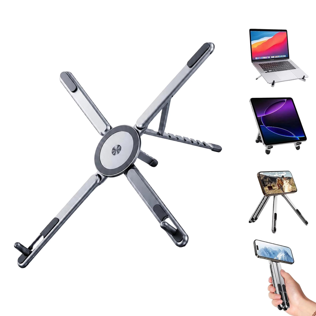 360° Multi-Device Folding Stand – Laptop, Tablet & Phone Holder