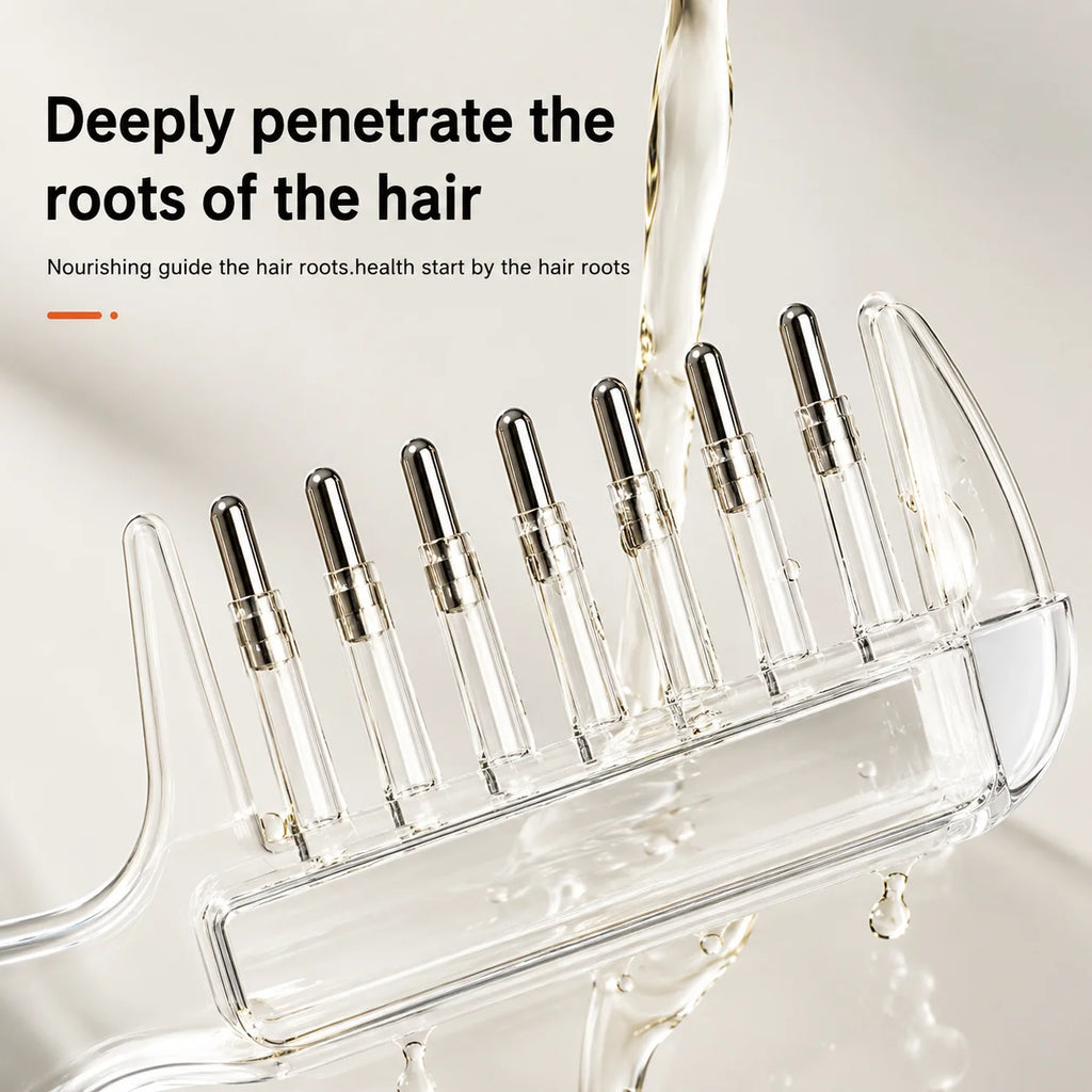 2-in-1 Transparent Essential Oil Applicator & Scalp Massager Comb