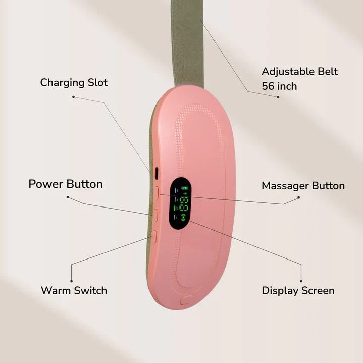 Digital Period Heating Pad & Vibrating Belt | Fast Menstrual Cramp Relief