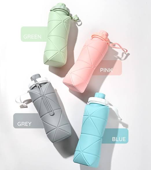 Portable Foldable Silicone Water Bottle (600ml)