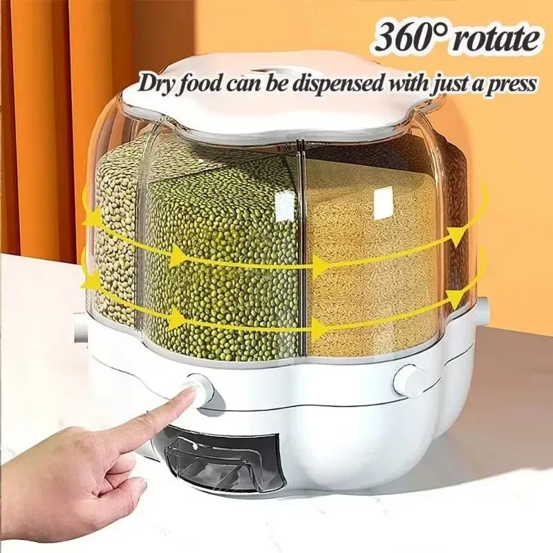 Rotating Rice Dispenser – 360° Grain Storage Organizer