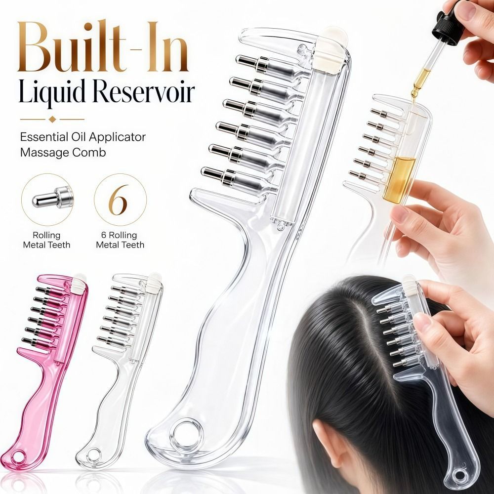 2-in-1 Transparent Essential Oil Applicator & Scalp Massager Comb